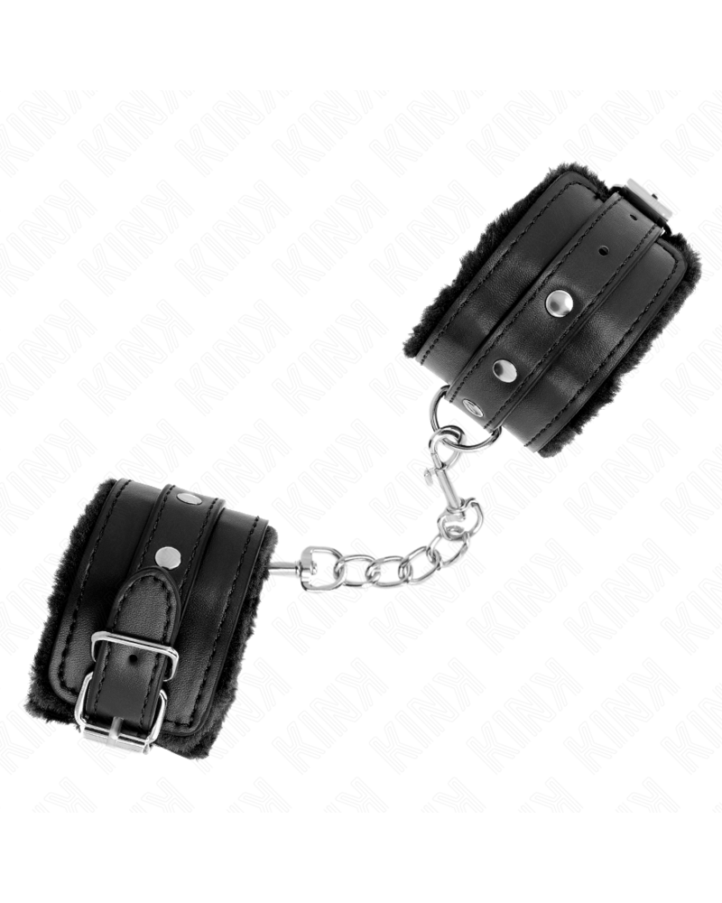 KINK - RESISTENZA DA POLSO PREMIUM FODERATA IN PELLICCIA NERA CON CINTURA NERA REGOLABILE 17-29 CM X 6 CM