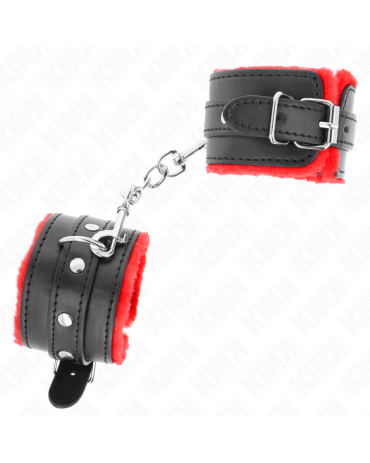KINK - RESISTENZA DA POLSO PREMIUM FODERATA IN PELLICCIA ROSSO CON CINTURA NERA REGOLABILE 17-29 CM X 6 CM 2