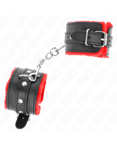 KINK - RESISTENZA DA POLSO PREMIUM FODERATA IN PELLICCIA ROSSO CON CINTURA NERA REGOLABILE 17-29 CM X 6 CM
