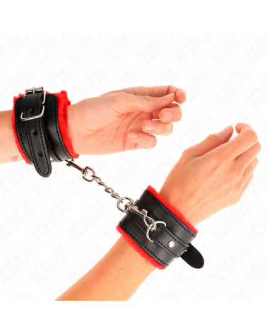 KINK - RESISTENZA DA POLSO PREMIUM FODERATA IN PELLICCIA ROSSO CON CINTURA NERA REGOLABILE 17-29 CM X 6 CM