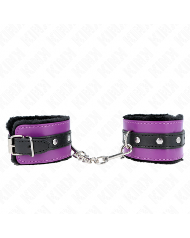 KINK - POGGIPOLSI PREMIUM FODERATI IN PELLICCIA NERI CON CINTURA VIOLA/NERA REGOLABILE 17-29 CM X 6 CM