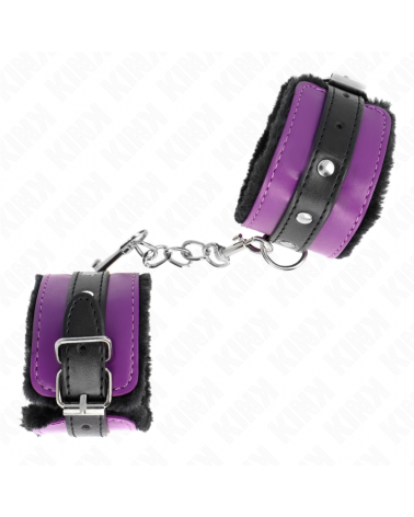 KINK - POGGIPOLSI PREMIUM FODERATI IN PELLICCIA NERI CON CINTURA VIOLA/NERA REGOLABILE 17-29 CM X 6 CM
