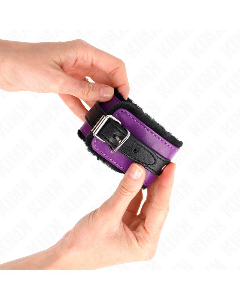 KINK - POGGIPOLSI PREMIUM FODERATI IN PELLICCIA NERI CON CINTURA VIOLA/NERA REGOLABILE 17-29 CM X 6 CM