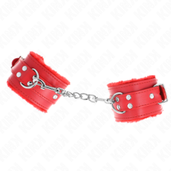 KINK - RESISTENZA DA POLSO IMBOTTITA IN PELLICCIA ROSSO CON CINTURA ROSSA REGOLABILE 17-29 CM X 6 CM 2