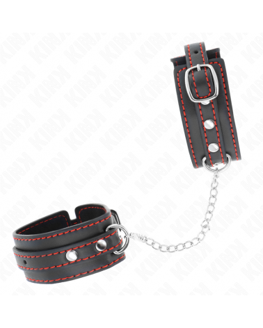 KINK - POTENZIALE DA POLSO PICCOLA NERA CON FODERA ROSSA REGOLABILE 14-24 CM X 3,5 CM