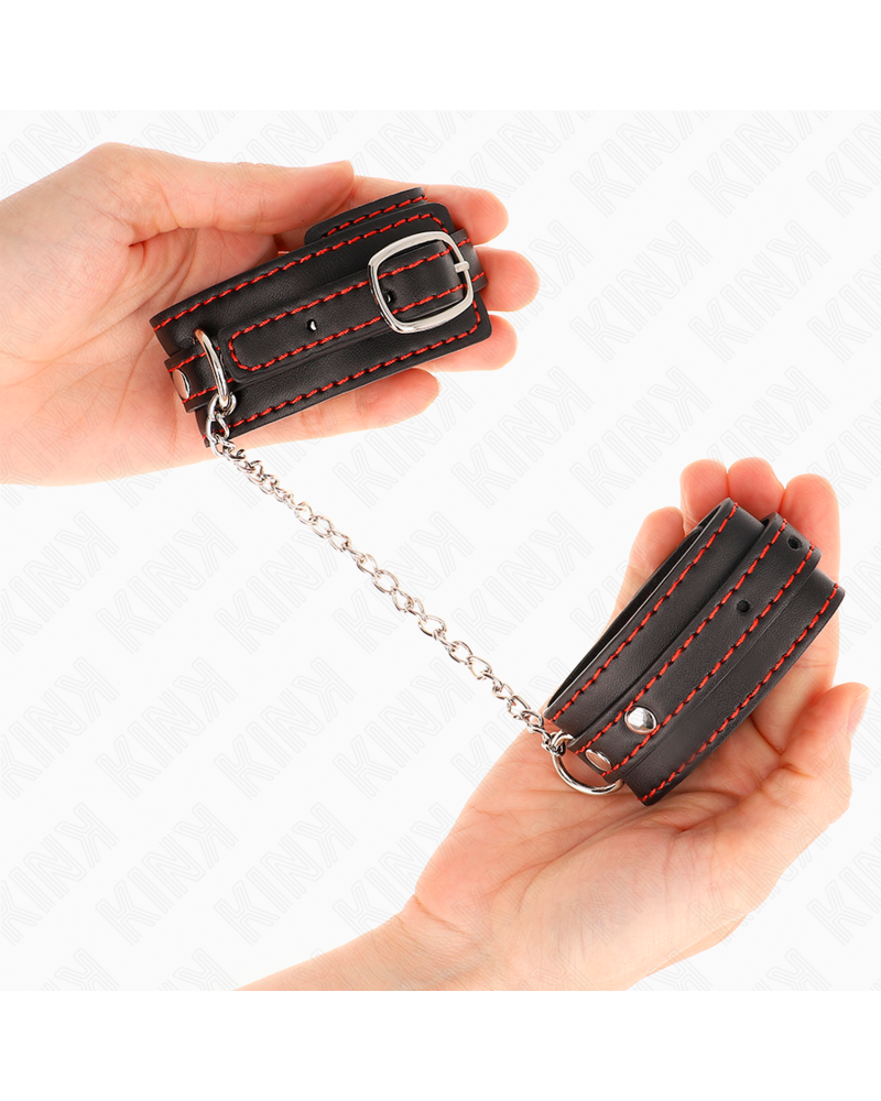 KINK - POTENZIALE DA POLSO PICCOLA NERA CON FODERA ROSSA REGOLABILE 14-24 CM X 3,5 CM