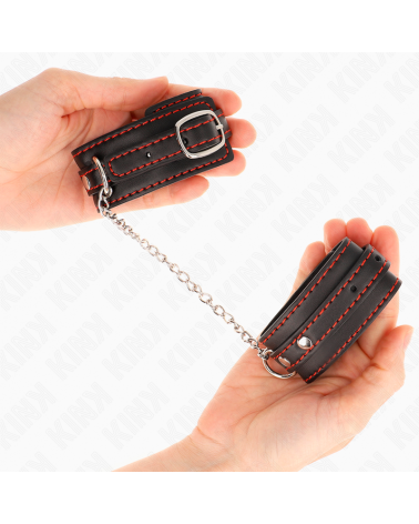 KINK - POTENZIALE DA POLSO PICCOLA NERA CON FODERA ROSSA REGOLABILE 14-24 CM X 3,5 CM