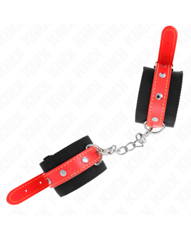 KINK - RESISTENZA DA POLSO IN NYLON NERO CON SIMILPELLE ROSSO REGOLABILE 19-24 CM X 5,5 CM