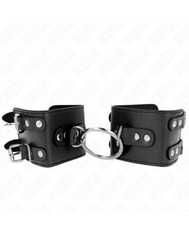 KINK - POLSO FISSO CON ANELLO E BORCHIE REGOLABILE NERO 17-22 CM X 6,5 CM
