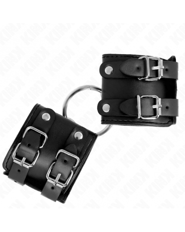 KINK - POLSO FISSO CON ANELLO E BORCHIE REGOLABILE NERO 17-22 CM X 6,5 CM 2