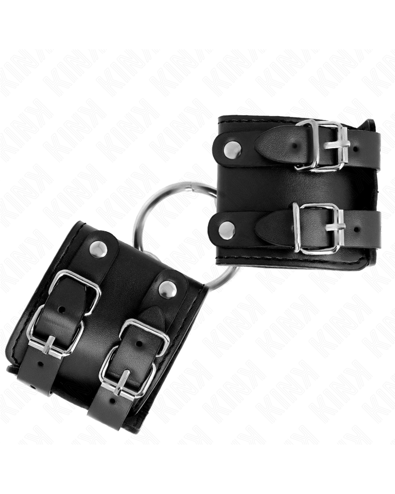 KINK - POLSO FISSO CON ANELLO E BORCHIE REGOLABILE NERO 17-22 CM X 6,5 CM