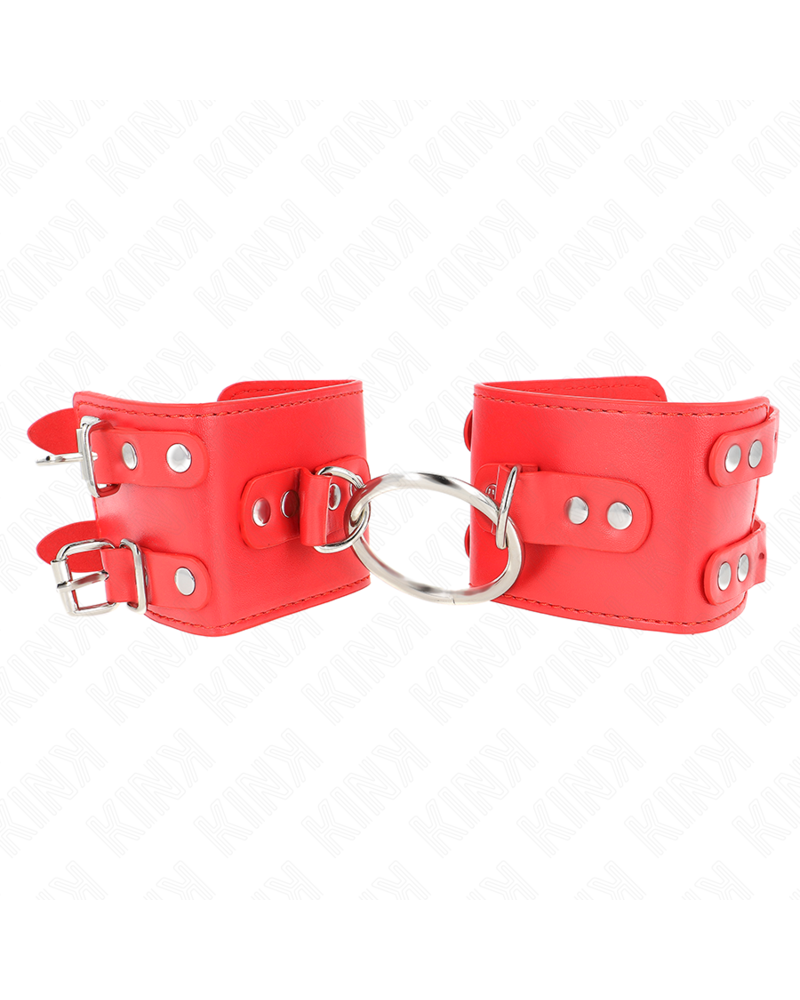 KINK - POLSO FISSO CON ANELLO E BORCHIE REGOLABILE ROSSO 17-22 CM X 6,5 CM