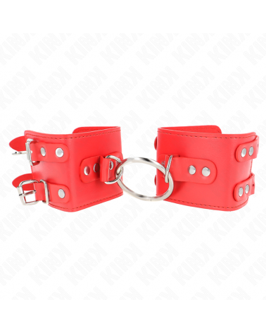 KINK - POLSO FISSO CON ANELLO E BORCHIE REGOLABILE ROSSO 17-22 CM X 6,5 CM
