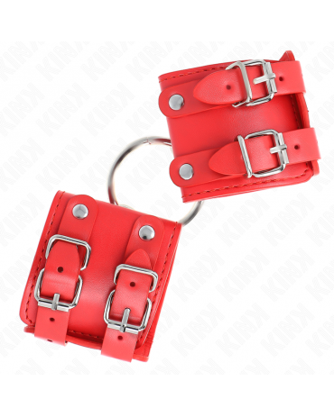 KINK - POLSO FISSO CON ANELLO E BORCHIE REGOLABILE ROSSO 17-22 CM X 6,5 CM 2