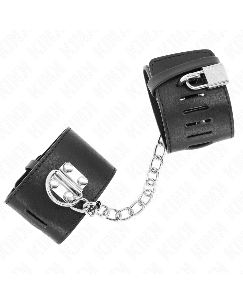 KINK - POLSO FISSO CON CATENA 30 CM E CHIUSURA LUCCHETTO NERO REGOLABILE 16-23 CM X 5,5 CM
