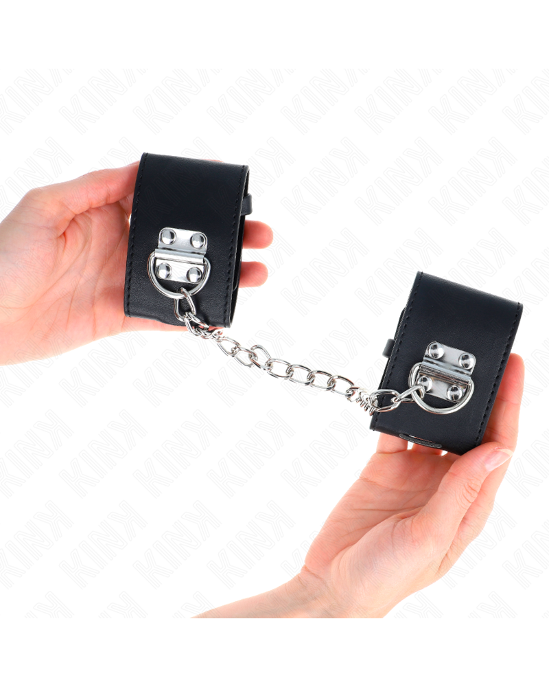 KINK - POLSO FISSO CON CATENA 30 CM E CHIUSURA LUCCHETTO NERO REGOLABILE 16-23 CM X 5,5 CM