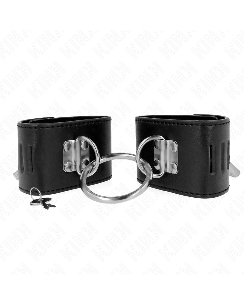 KINK - POLSO FISSO CON CHIUSURA AD ANELLO E LUCCHETTO NERO REGOLABILE 16-23 CM X 5,5 CM
