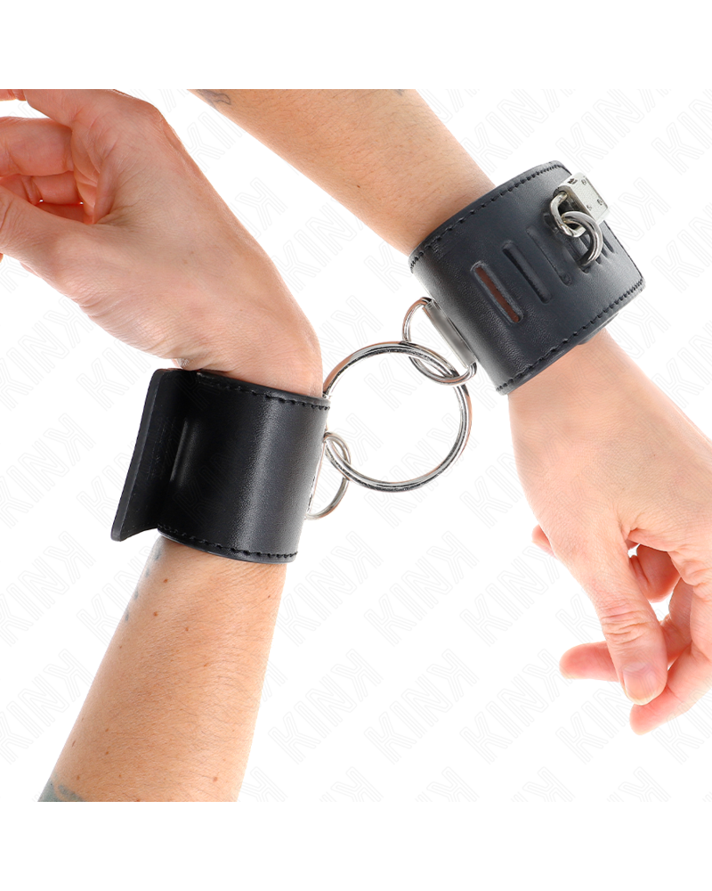 KINK - POLSO FISSO CON CHIUSURA AD ANELLO E LUCCHETTO NERO REGOLABILE 16-23 CM X 5,5 CM