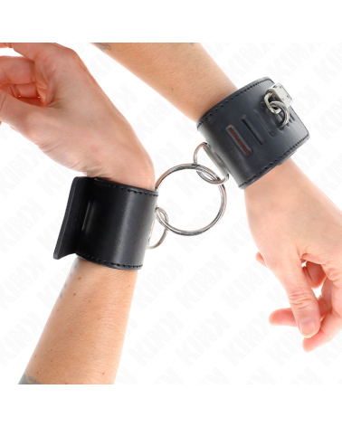 KINK - POLSO FISSO CON CHIUSURA AD ANELLO E LUCCHETTO NERO REGOLABILE 16-23 CM X 5,5 CM