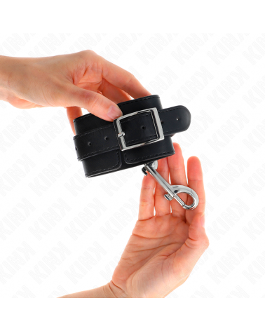 KINK - POTENZIALE DA POLSO FILA DI RIVETTI SINGOLA NERA REGOLABILE 17-28 CM X 5 CM