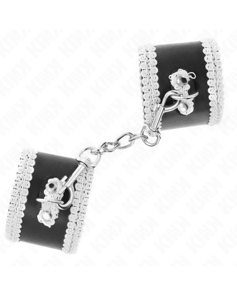 KINK - POLSO NERO CON PIZZO DECORATO BIANCO REGOLABILE 20-23 CM X 5,5 CM