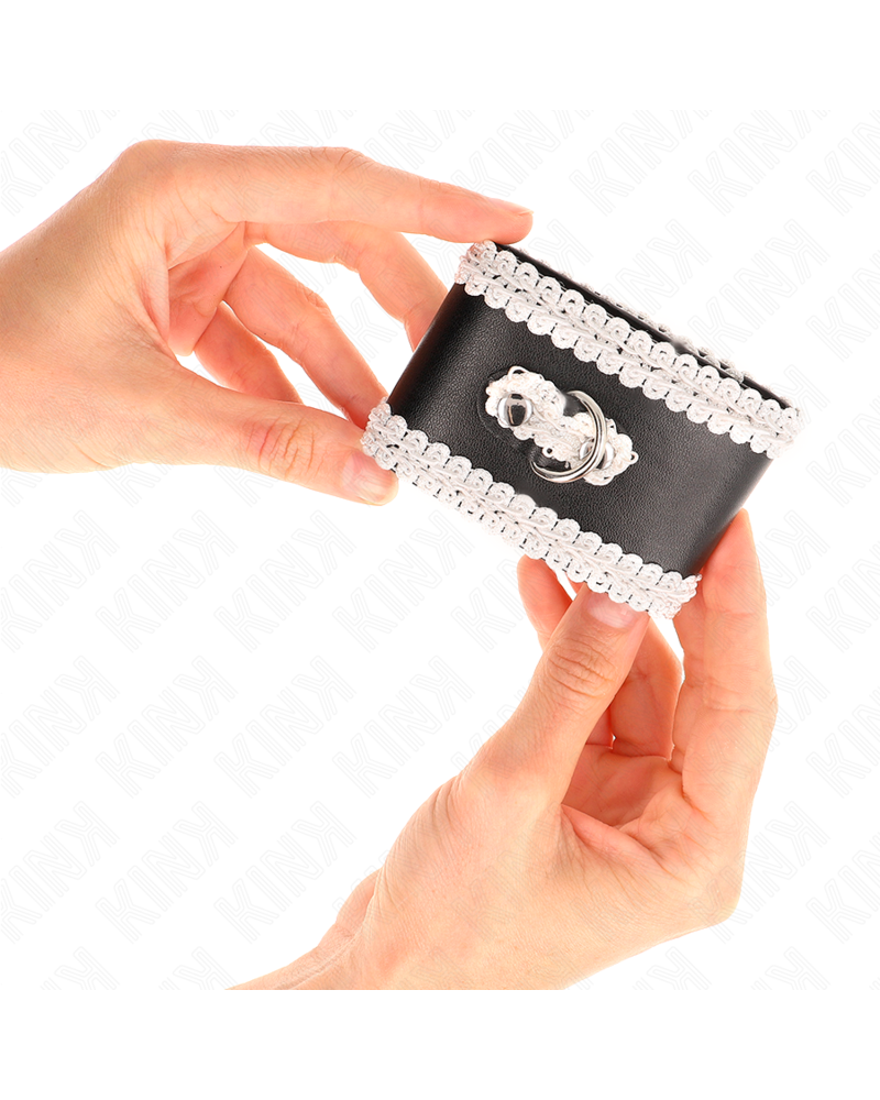 KINK - POLSO NERO CON PIZZO DECORATO BIANCO REGOLABILE 20-23 CM X 5,5 CM