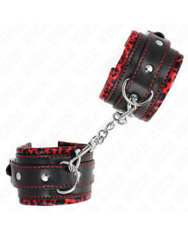 KINK - POGGIPOLSI IMBOTTITI IN PELLICCIA ROSSO/NERO REGOLABILE 17-29 CM X 6 CM 2