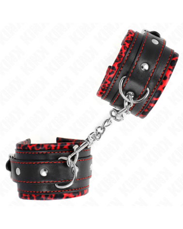 KINK - POGGIPOLSI IMBOTTITI IN PELLICCIA ROSSO/NERO REGOLABILE 17-29 CM X 6 CM