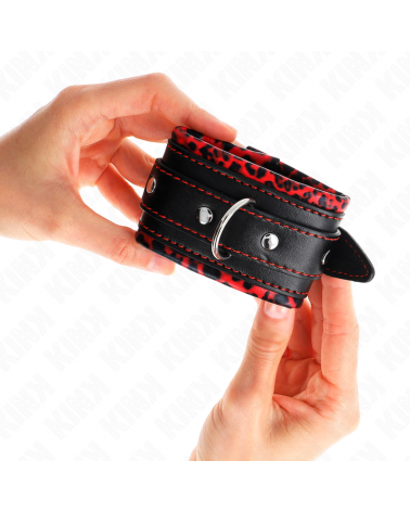 KINK - POGGIPOLSI IMBOTTITI IN PELLICCIA ROSSO/NERO REGOLABILE 17-29 CM X 6 CM