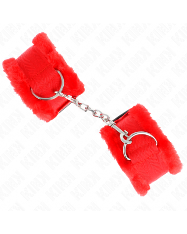 KINK - POGGIPOLSO FODERATO IN PELLICCIA ROSSO REGOLABILE 17-31 CM X 7 CM