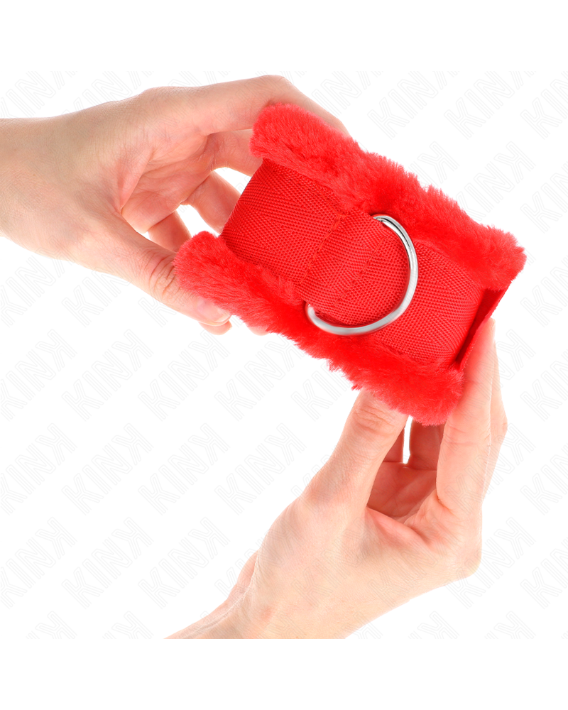 KINK - POGGIPOLSO FODERATO IN PELLICCIA ROSSO REGOLABILE 17-31 CM X 7 CM