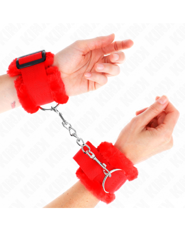 KINK - POGGIPOLSO FODERATO IN PELLICCIA ROSSO REGOLABILE 17-31 CM X 7 CM