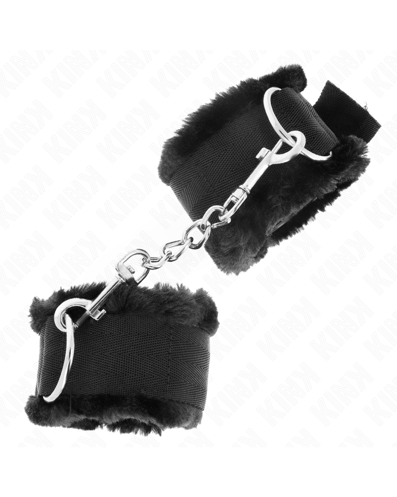 KINK - POGGIPOLSI FODERATI IN PELLICCIA NERI REGOLABILI 17-31 CM X 7 CM