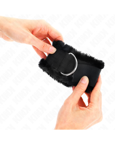 KINK - POGGIPOLSI FODERATI IN PELLICCIA NERI REGOLABILI 17-31 CM X 7 CM