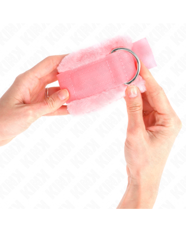 KINK - POGGIPOLSI FODERATI IN PELLICCIA ROSA REGOLABILE 17-31 CM X 7 CM