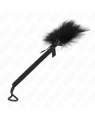 KINK - BACCHETTA IN CORDA DI NYLON CON PIUME TICKLE E FIOCCO NERO 25 CM