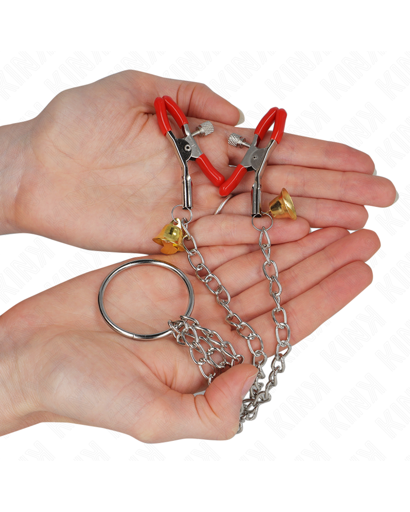 KINK - MORSETTI PER CAPEZZOLI TRIPLI E CLIT ROSSO CON CATENA 30 CM