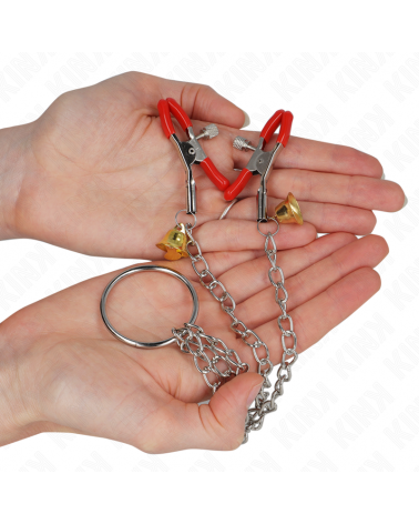 KINK - MORSETTI PER CAPEZZOLI TRIPLI E CLIT ROSSO CON CATENA 30 CM