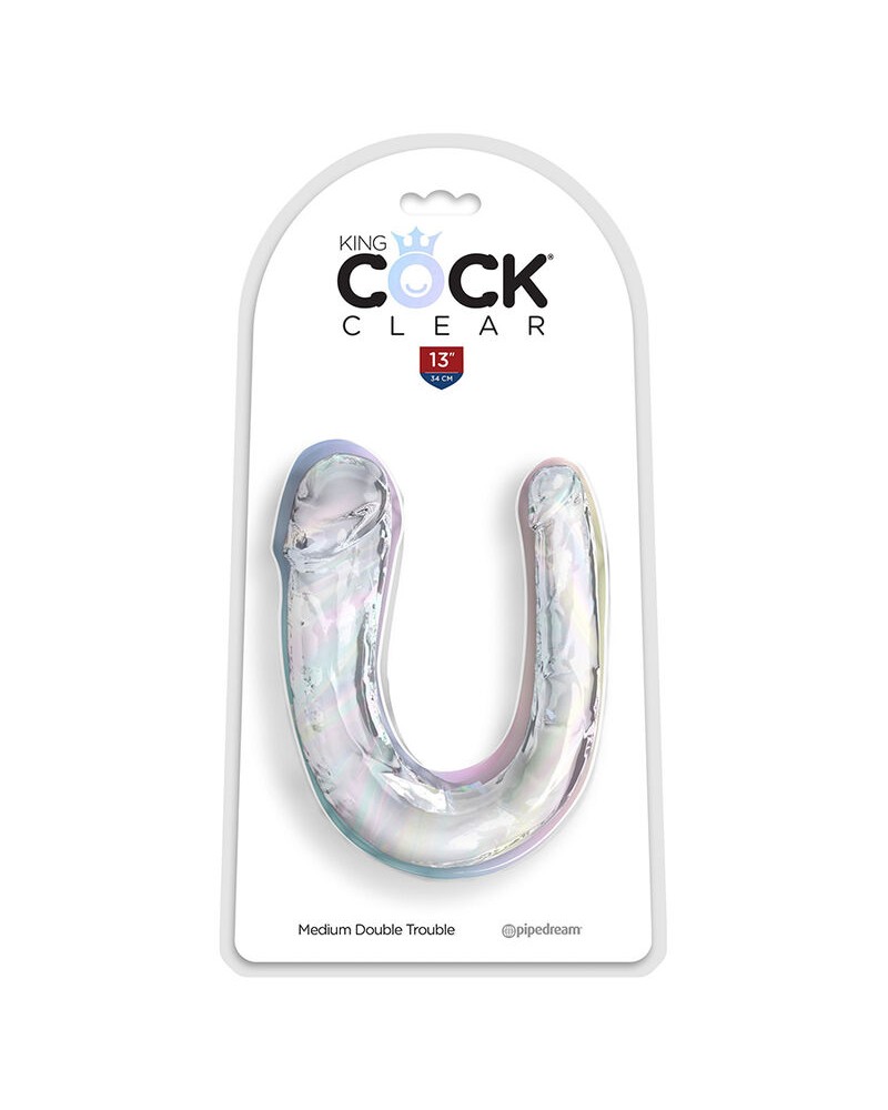 KING COCK - DOUBLE TROUBLE DOPPIO DILDO 33 CM TRASPARENTE