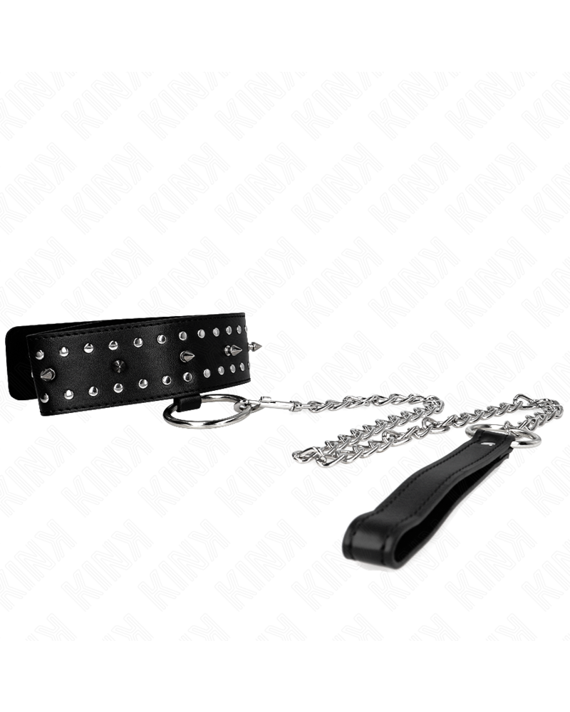 KINK - COLLANA CON GUINZAGLIO 65 CM CON BORCHIE IN ARGENTO MODELLO 1 REGOLABILE 36-43 CM X 5 CM