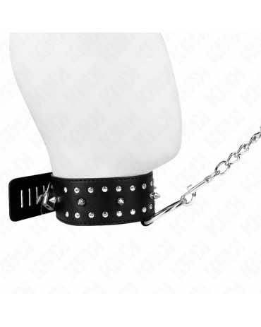 KINK - COLLANA CON GUINZAGLIO 65 CM CON BORCHIE IN ARGENTO MODELLO 1 REGOLABILE 36-43 CM X 5 CM 2