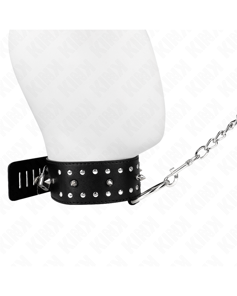 KINK - COLLANA CON GUINZAGLIO 65 CM CON BORCHIE IN ARGENTO MODELLO 1 REGOLABILE 36-43 CM X 5 CM