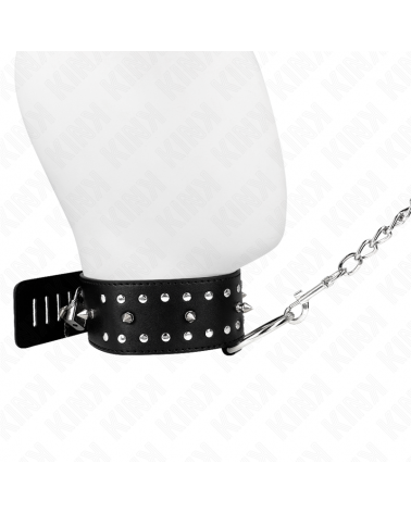 KINK - COLLANA CON GUINZAGLIO 65 CM CON BORCHIE IN ARGENTO MODELLO 1 REGOLABILE 36-43 CM X 5 CM