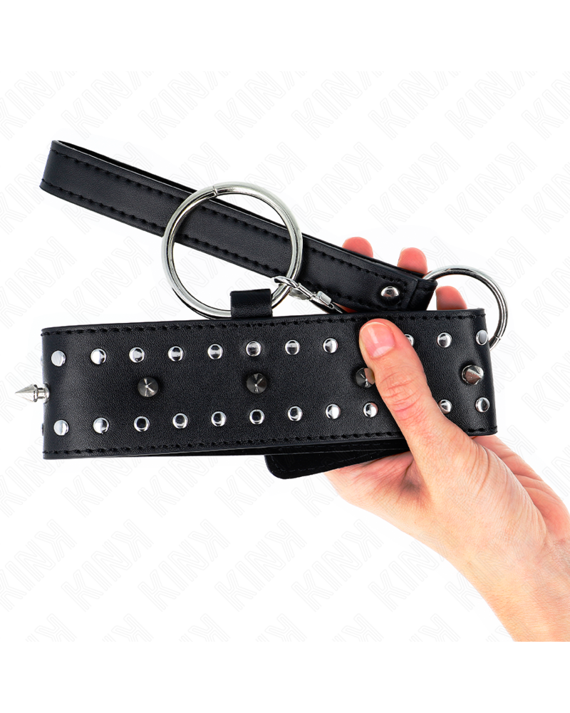 KINK - COLLANA CON GUINZAGLIO 65 CM CON BORCHIE IN ARGENTO MODELLO 1 REGOLABILE 36-43 CM X 5 CM