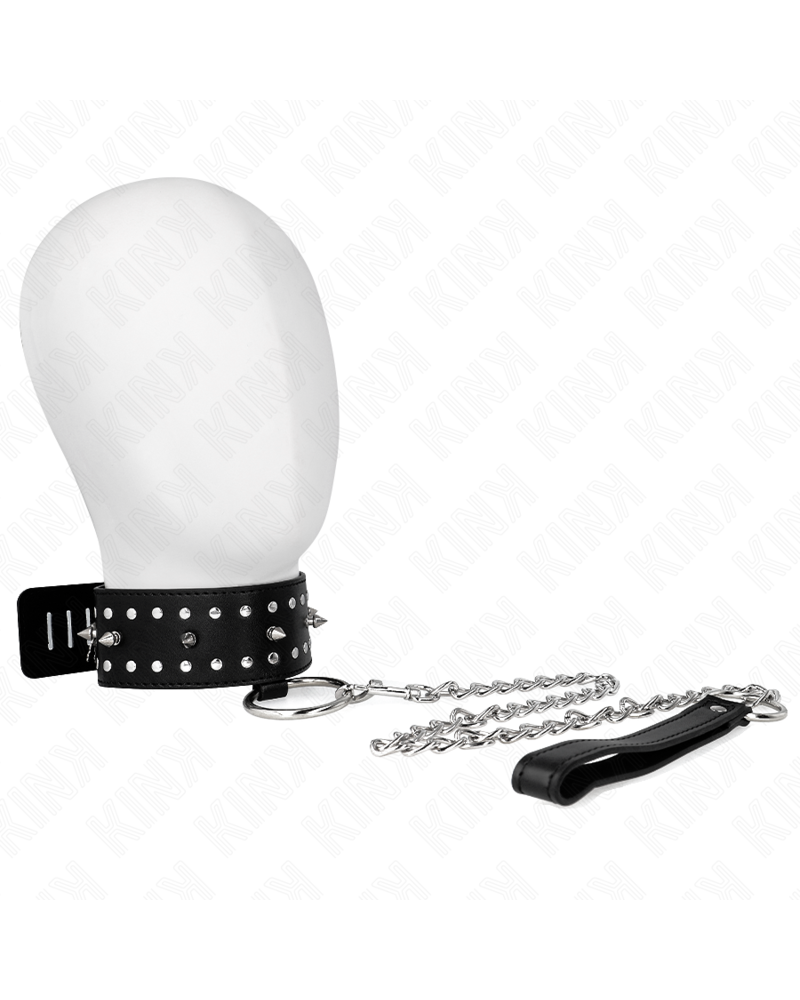 KINK - COLLANA CON GUINZAGLIO 65 CM CON BORCHIE IN ARGENTO MODELLO 1 REGOLABILE 36-43 CM X 5 CM