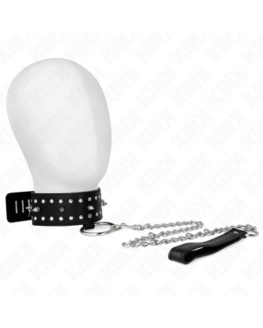 KINK - COLLANA CON GUINZAGLIO 65 CM CON BORCHIE IN ARGENTO MODELLO 1 REGOLABILE 36-43 CM X 5 CM