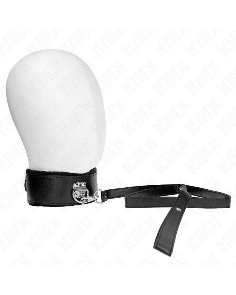KINK - COLLANA CON GUINZAGLIO 116 CM CON BORCHIE IN ARGENTO MODELLO 4 NERO REGOLABILE 40-48 CM X 6 CM