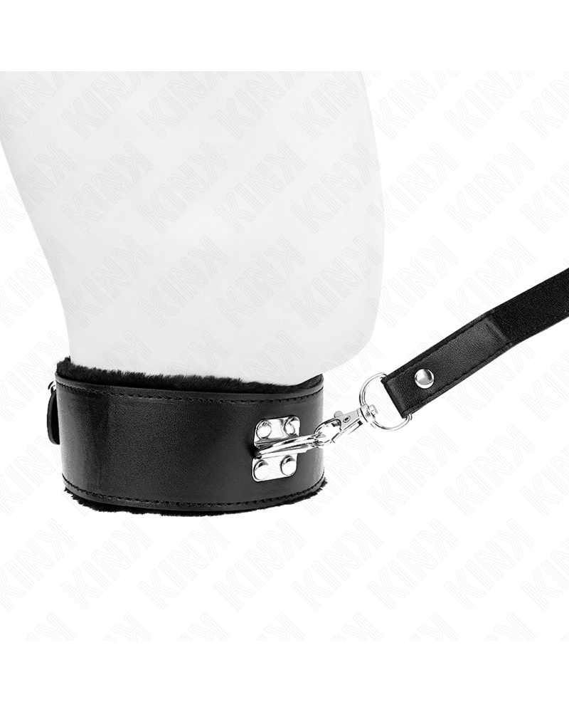 KINK - COLLANA CON GUINZAGLIO 116 CM CON BORCHIE IN ARGENTO MODELLO 4 NERO REGOLABILE 40-48 CM X 6 CM