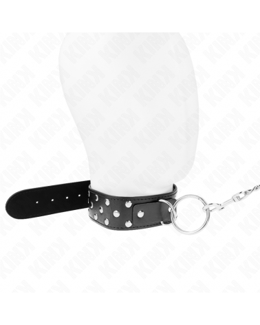 KINK - COLLANA CON CINTURINO AD ANELLO RIVETTO CON CINTURA 65 CM NERO REGOLABILE 36-50 CM X 3,8 CM