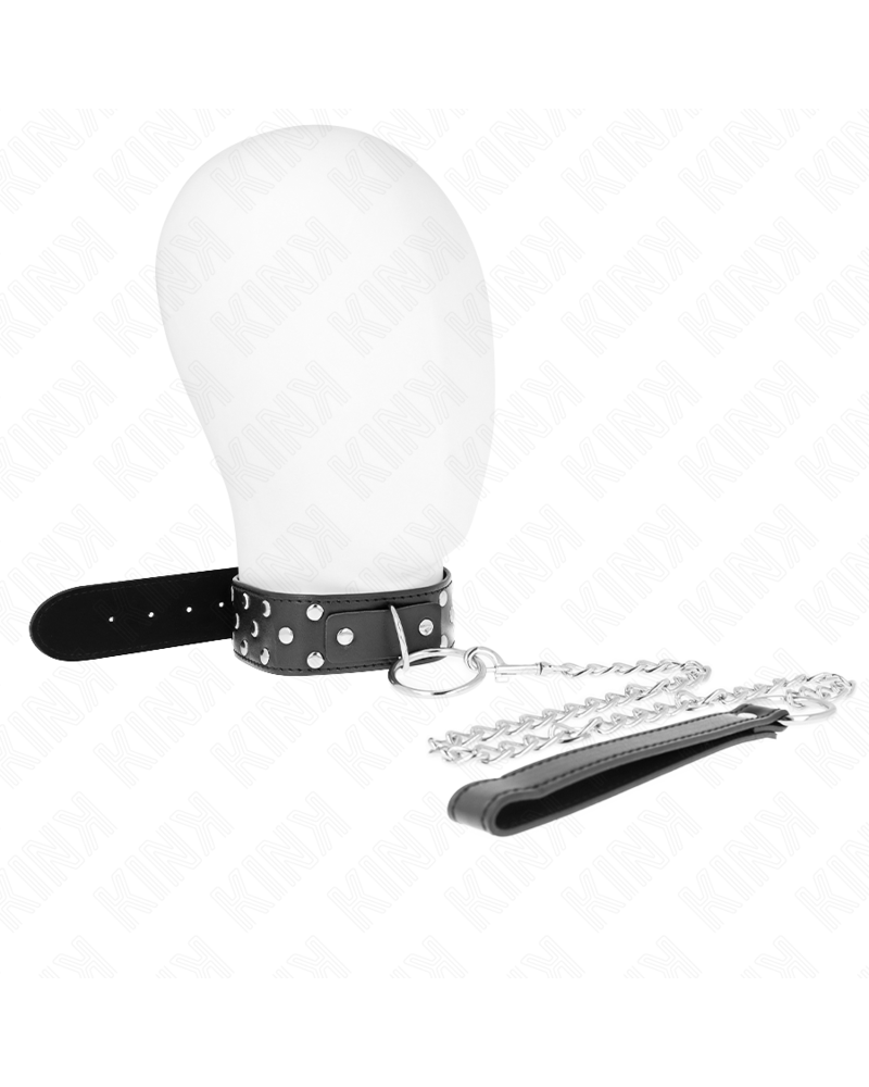 KINK - COLLANA CON CINTURINO AD ANELLO RIVETTO CON CINTURA 65 CM NERO REGOLABILE 36-50 CM X 3,8 CM